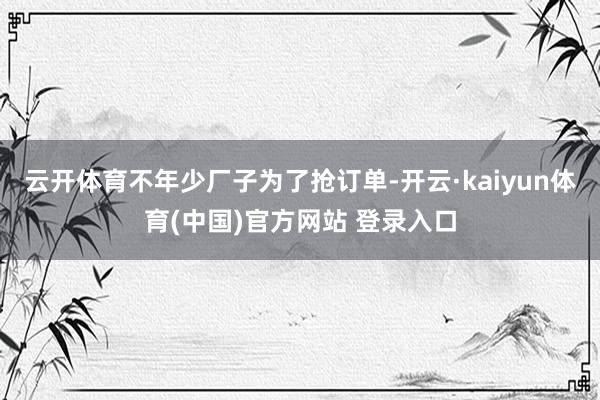 云开体育不年少厂子为了抢订单-开云·kaiyun体育(中国)官方网站 登录入口